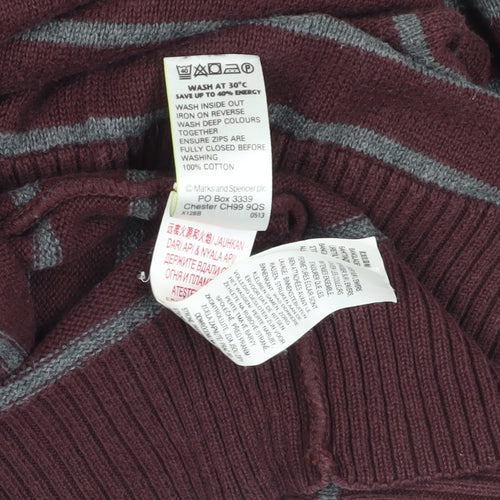 Marks & Spencer Burgundy Striped Cotton Jumper M