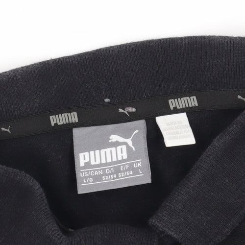 Puma Black Grey Colourblock Polo Shirt L