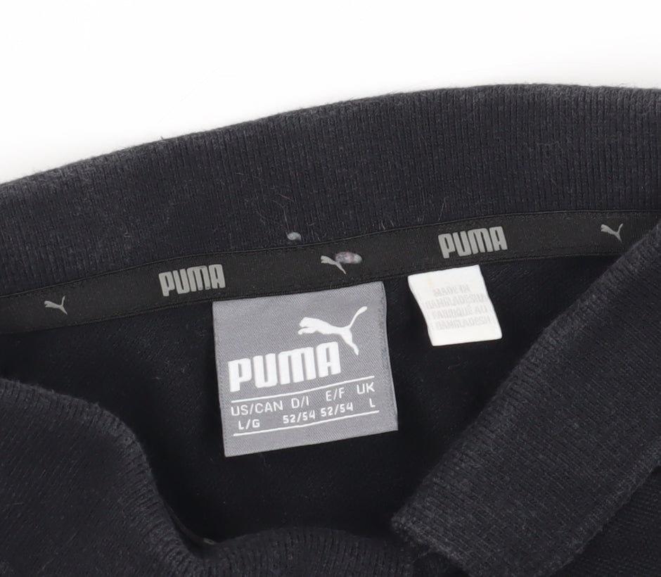 Puma Black Grey Colourblock Polo Shirt L