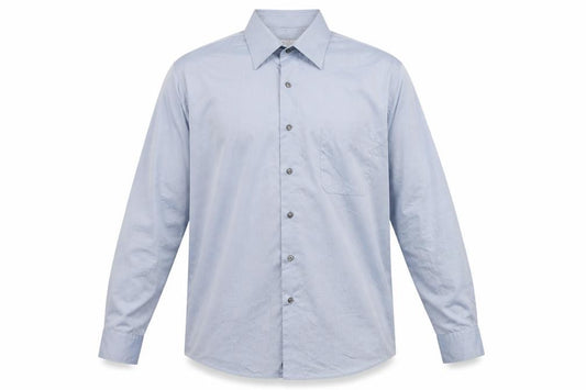 Front view of Etienne Aigner Blue Long Sleeve Button-Up Shirt