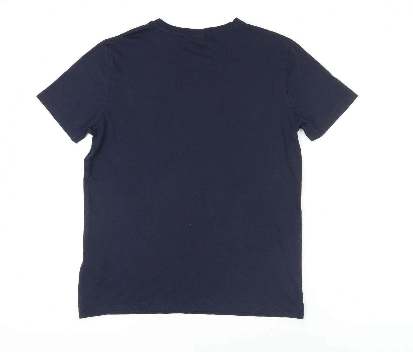Hugo Boss Blue Cotton T-Shirt, Size S, Logo Accent