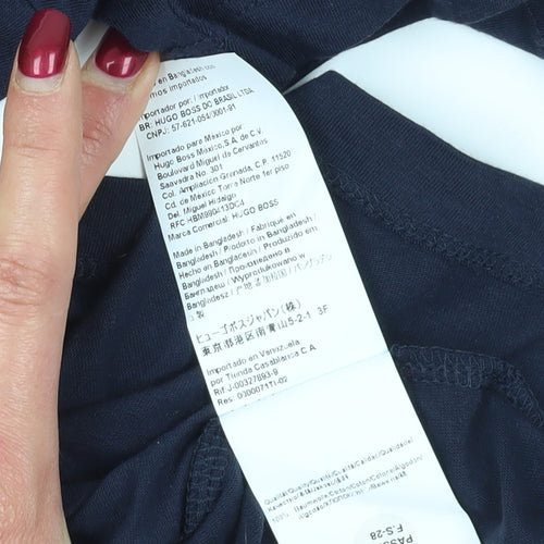 Hugo Boss Blue Cotton T-Shirt, Size S, Logo Accent