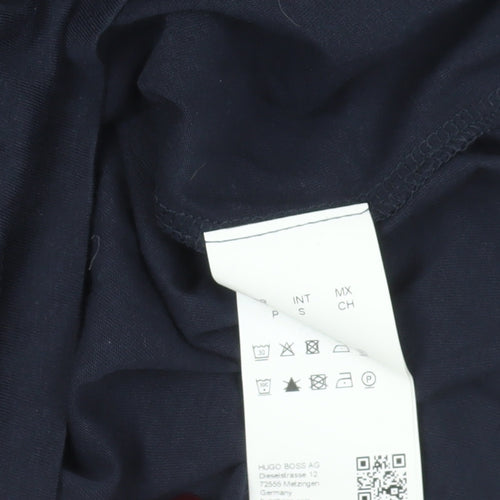 Hugo Boss Blue Cotton T-Shirt, Size S, Logo Accent