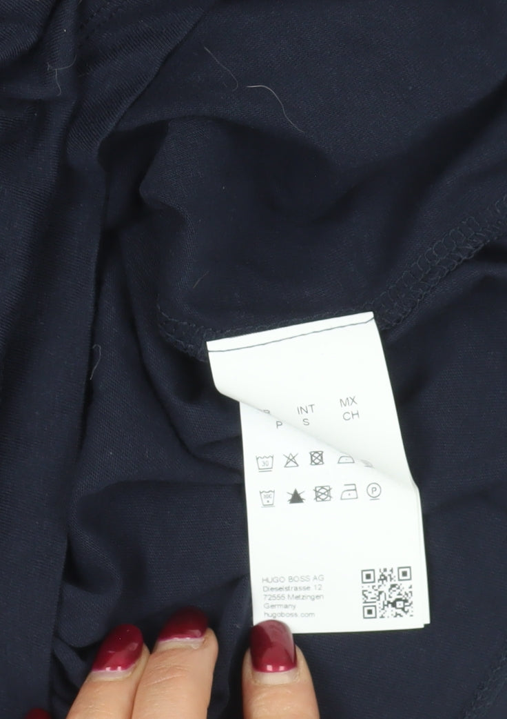 Hugo Boss Blue Cotton T-Shirt, Size S, Logo Accent