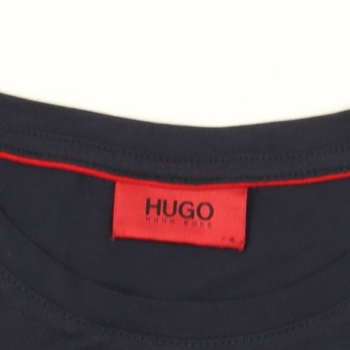 Hugo Boss Blue Cotton T-Shirt, Size S, Logo Accent