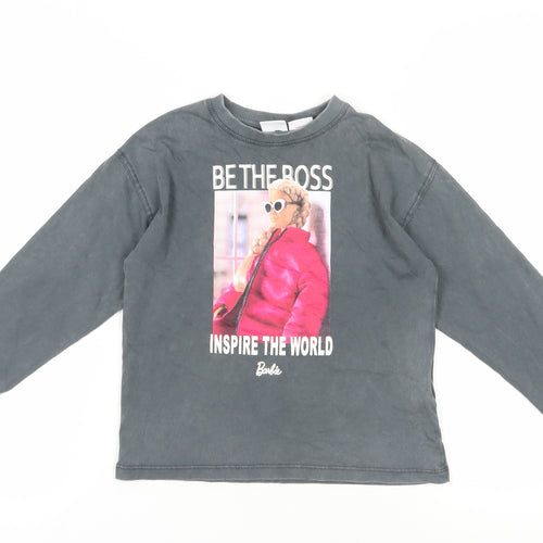 Zara Grey Barbie Graphic Long Sleeve T-Shirt 6-7 Years