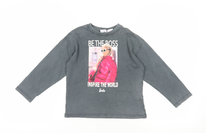 Zara Grey Barbie Graphic Long Sleeve T-Shirt 6-7 Years