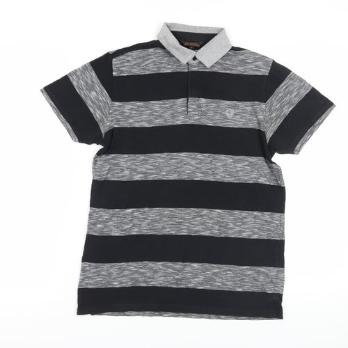 Ben Sherman Black Striped Polo Shirt Size S