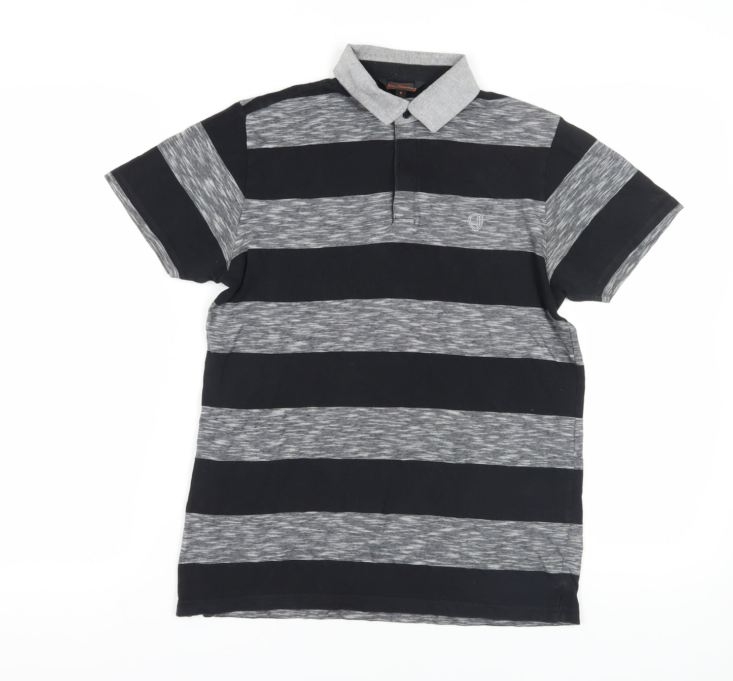 Ben Sherman Black Striped Polo Shirt Size S