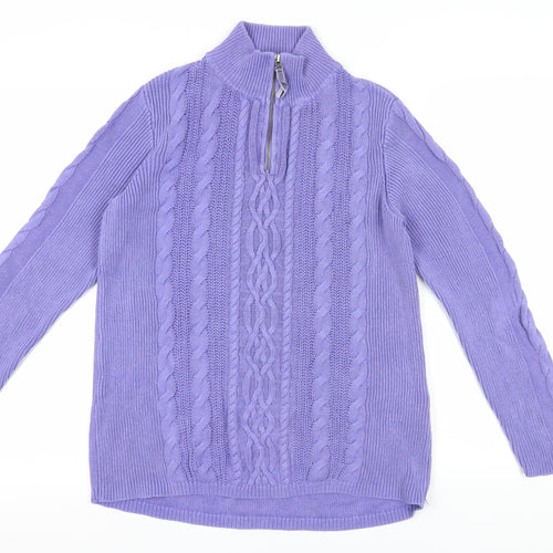 Dash Purple Cable-Knit High Neck Jumper Size 18