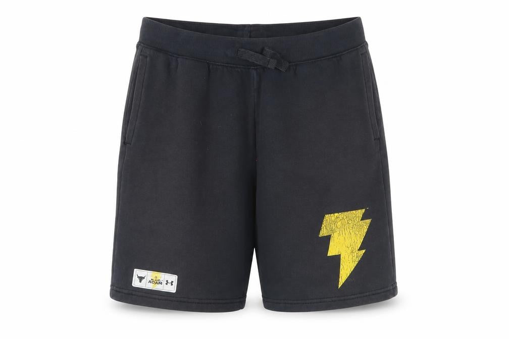 Front view of Under Armour boys’' black sweat shorts xl, relaxed fit
