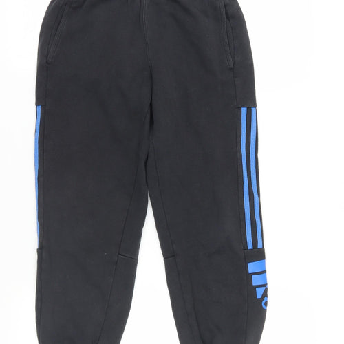 Adidas Boys Black Jogger Trousers 11-12 Years Side Stripe