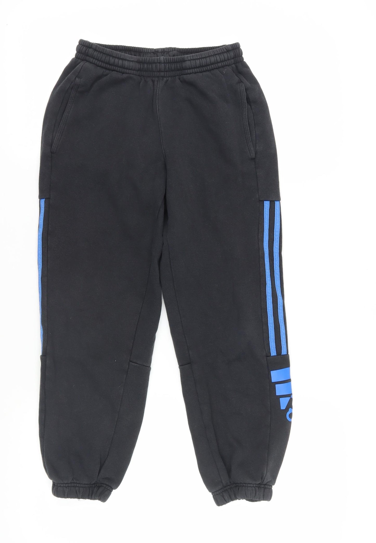 Adidas Boys Black Jogger Trousers 11-12 Years Side Stripe