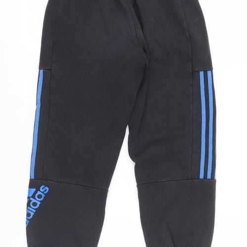 Adidas Boys Black Jogger Trousers 11-12 Years Side Stripe