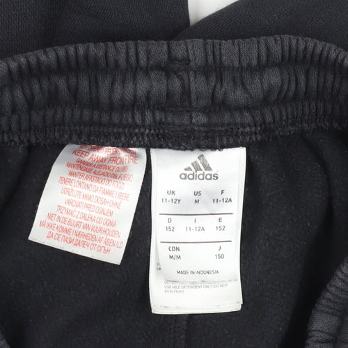 Adidas Boys Black Jogger Trousers 11-12 Years Side Stripe