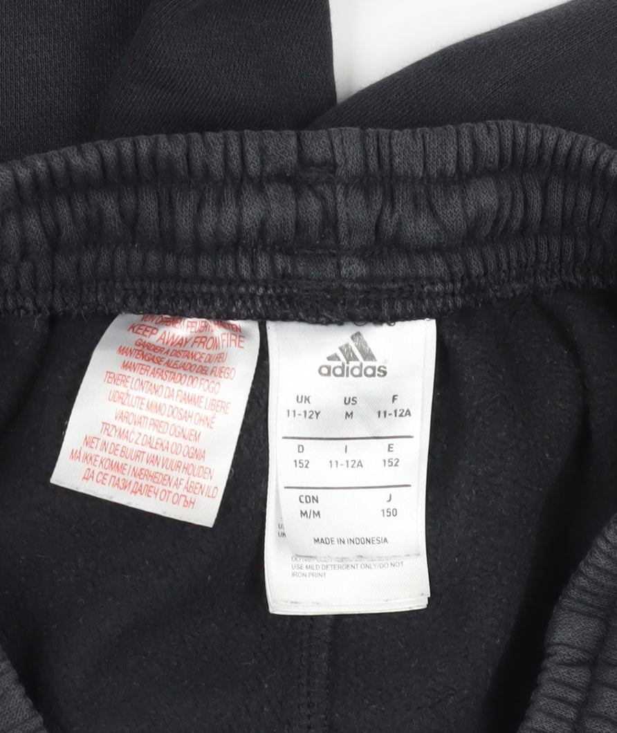 Adidas Boys Black Jogger Trousers 11-12 Years Side Stripe