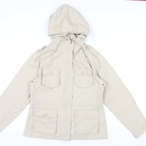 Alibi Beige Hooded Parka Jacket Size 14