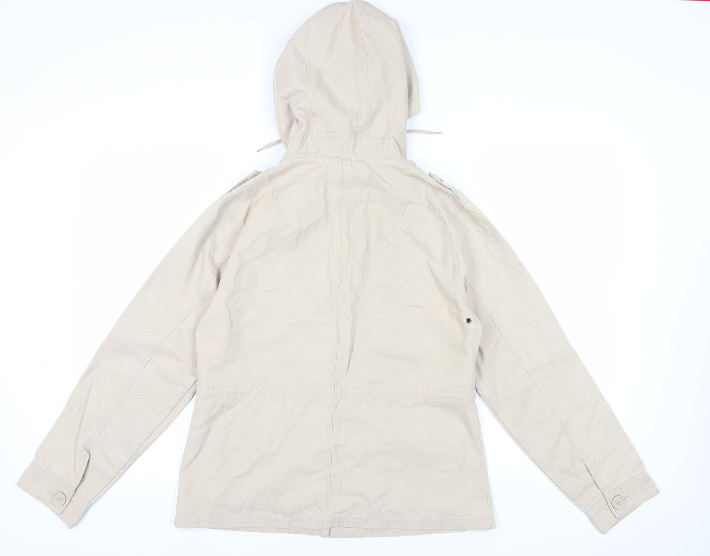 Alibi Beige Hooded Parka Jacket Size 14