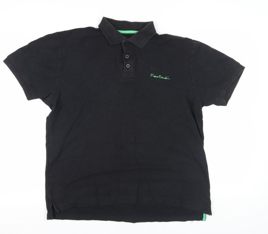 Pierre Cardin Black M Polo Shirt, Short Sleeve, Cotton