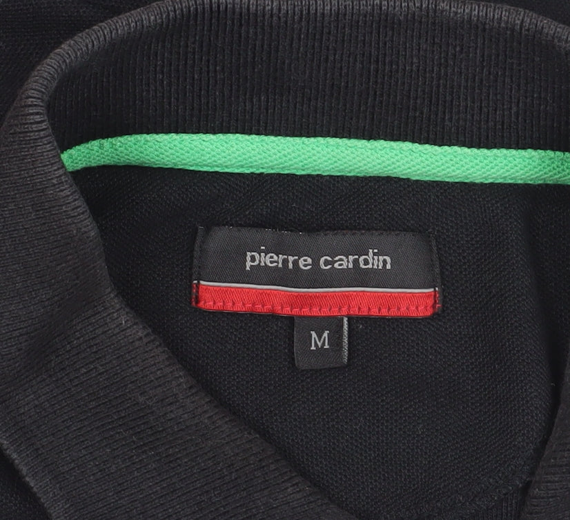 Pierre Cardin Black M Polo Shirt, Short Sleeve, Cotton