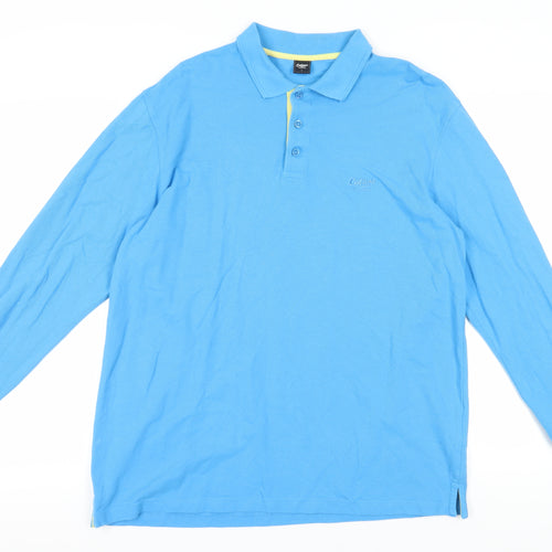 Cotton Traders Blue Long Sleeve Polo Shirt - L