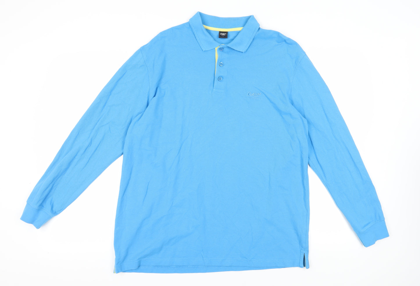 Cotton Traders Blue Long Sleeve Polo Shirt - L