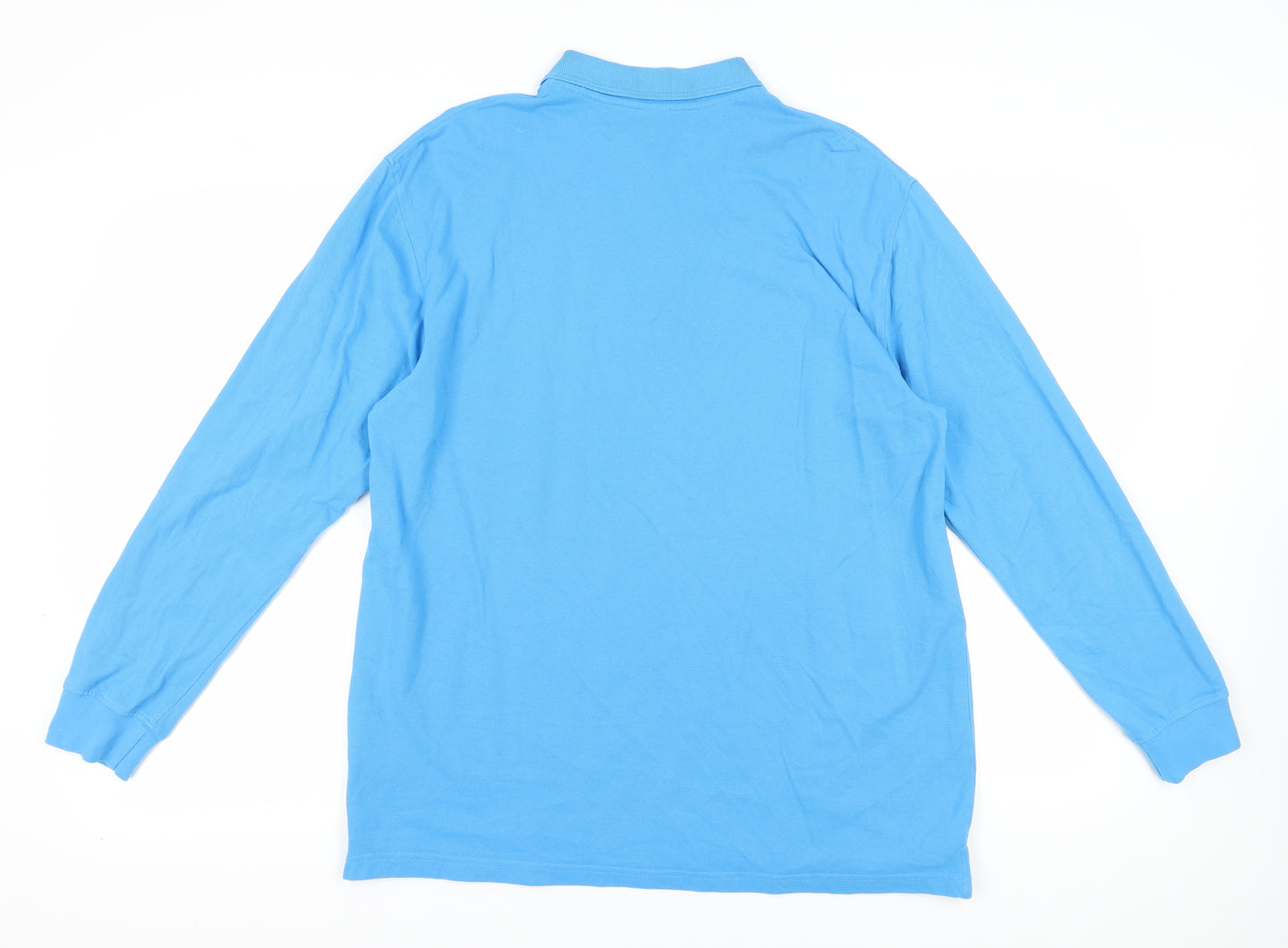 Cotton Traders Blue Long Sleeve Polo Shirt - L