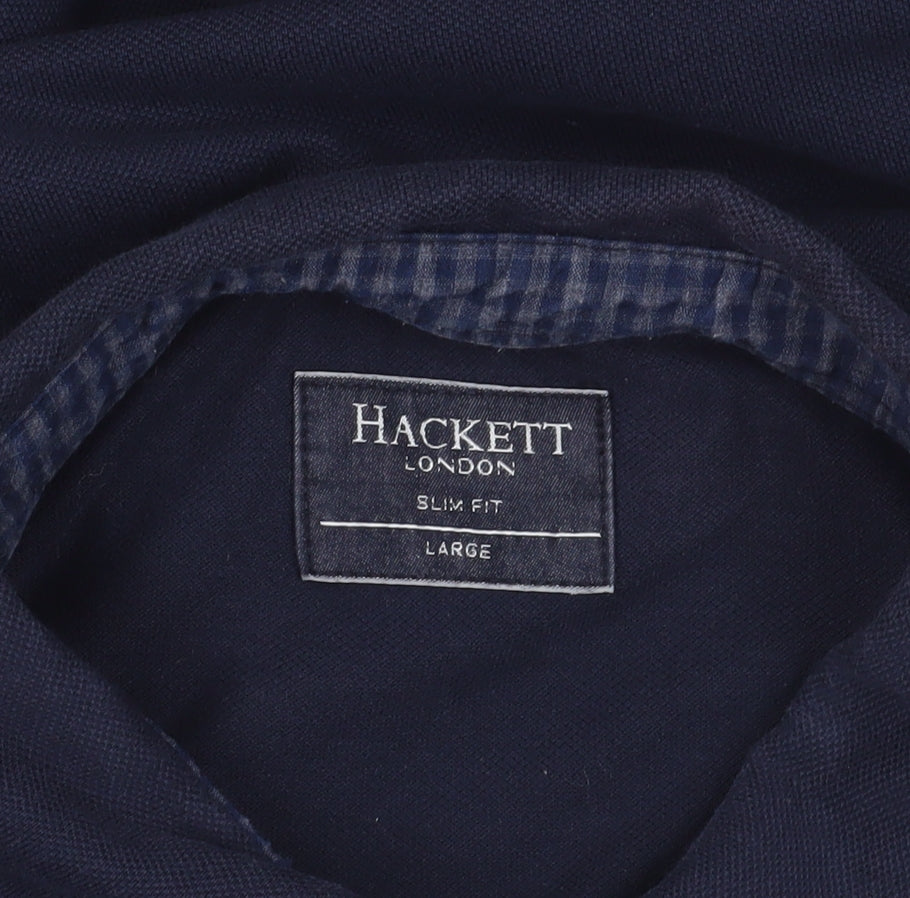 Hackett London Blue Slim Fit Polo Shirt Large