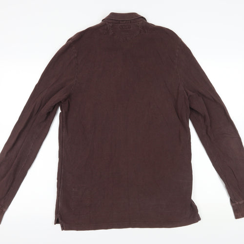 AllSaints Brown Long Sleeve Polo Shirt