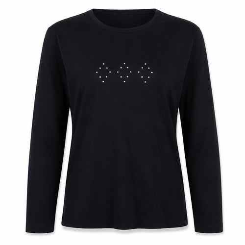 Casual Club Black Studded Long Sleeve T-Shirt, Size 12