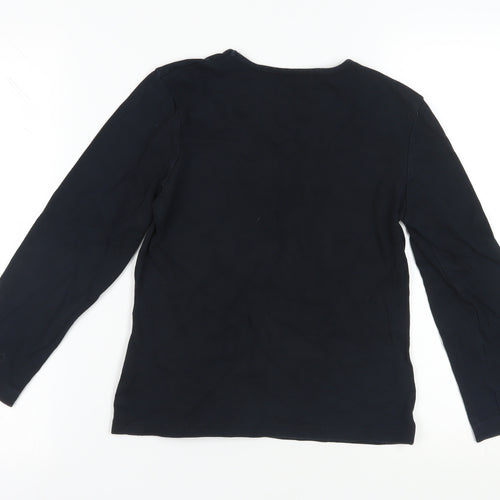 Casual Club Black Studded Long Sleeve T-Shirt, Size 12