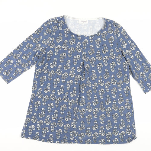 Autonomy Blue Floral 3/4 Sleeve Tunic M