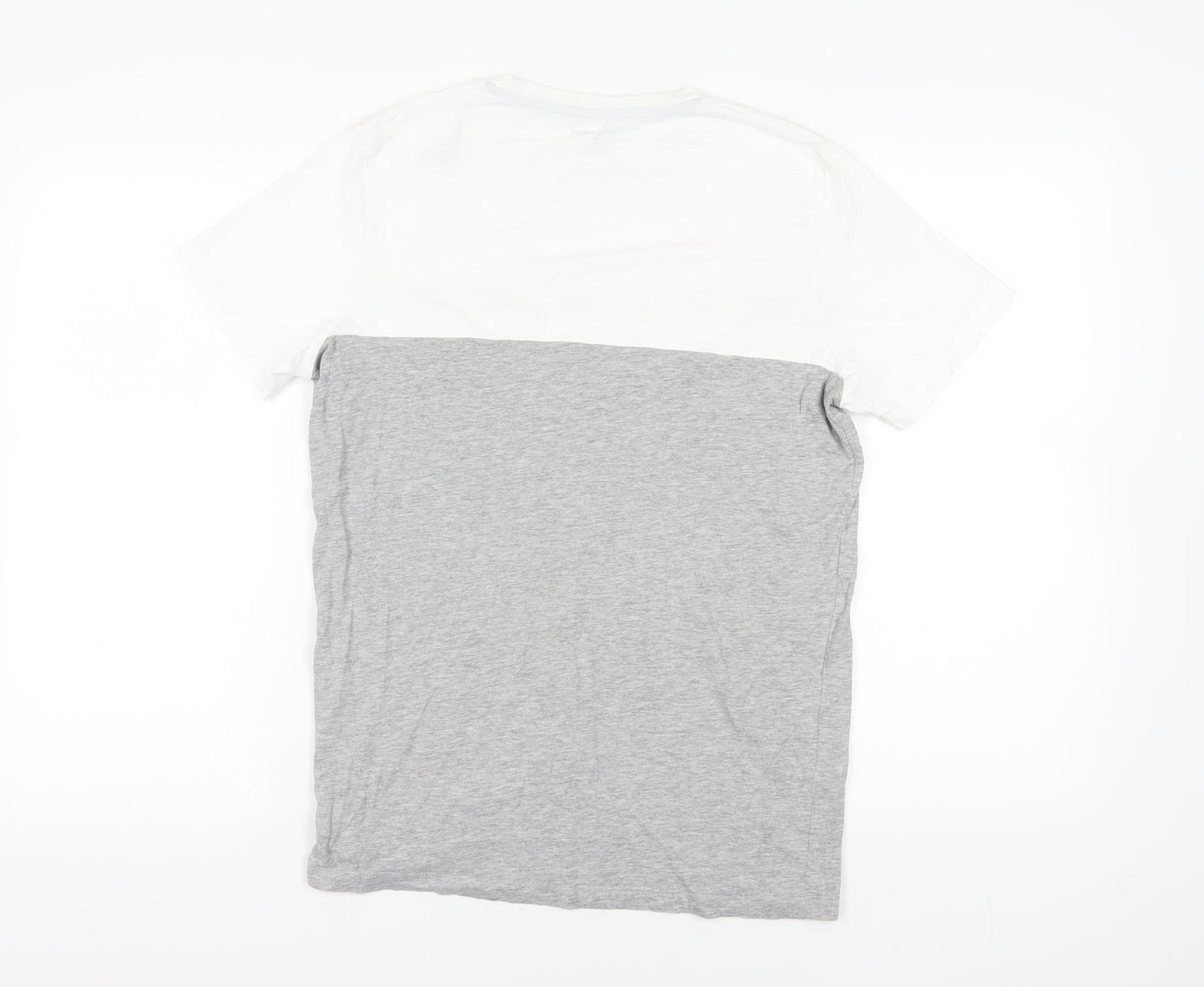 Jack & Jones White Grey Striped T-Shirt - Men's Medium