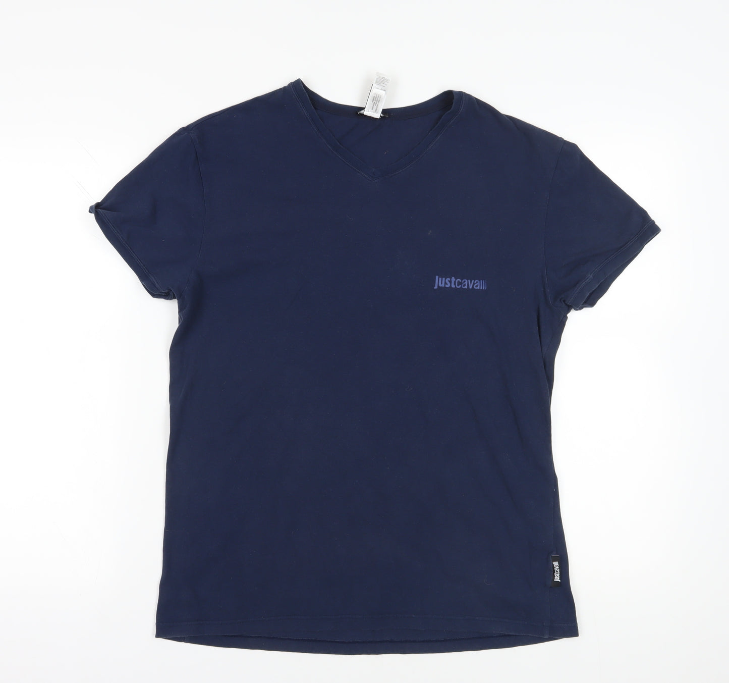 Just Cavalli Blue V-Neck T-Shirt, 3XL