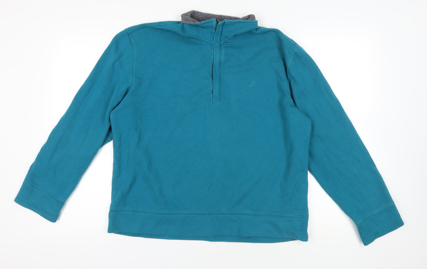 Nautica Blue 1/4 Zip Sweatshirt - Men's L, Logo Accent