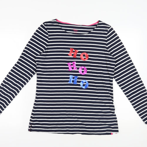 Boden Blue Striped Cotton Tee, Long Sleeve, UK Size 10