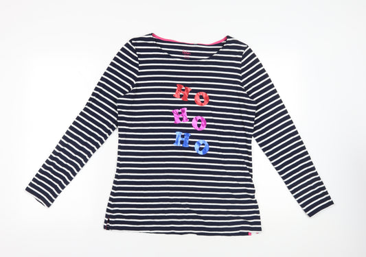 Boden Blue Striped Cotton Tee, Long Sleeve, UK Size 10