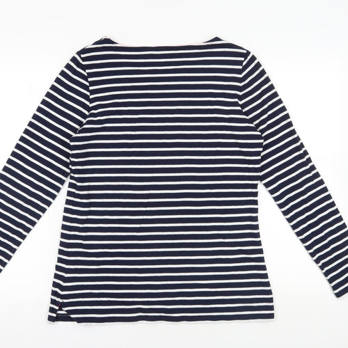 Boden Blue Striped Cotton Tee, Long Sleeve, UK Size 10