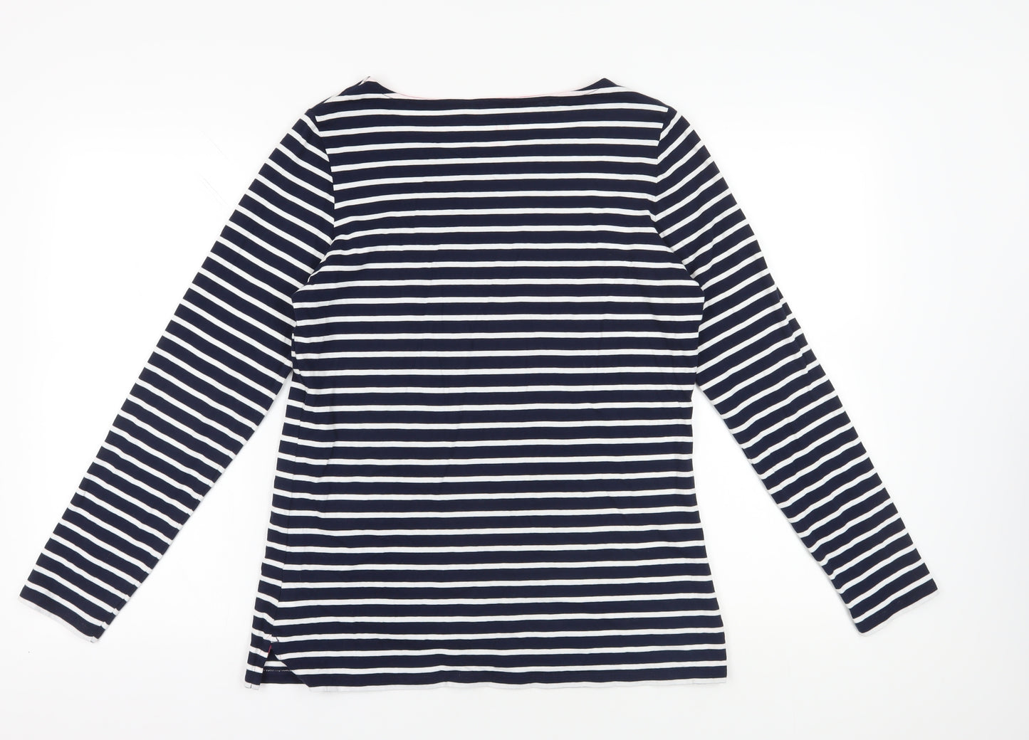 Boden Blue Striped Cotton Tee, Long Sleeve, UK Size 10