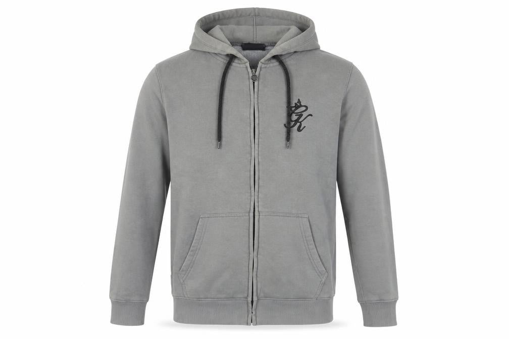 Front view of Gym King Grey Full Zip Men's Hoodie -, size S