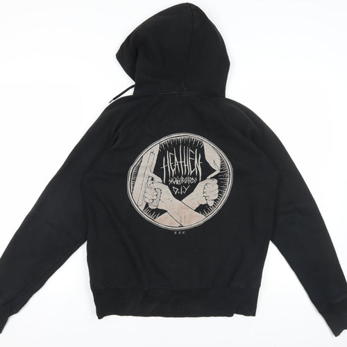 Black Graphic Print Full Zip Hoodie Size M