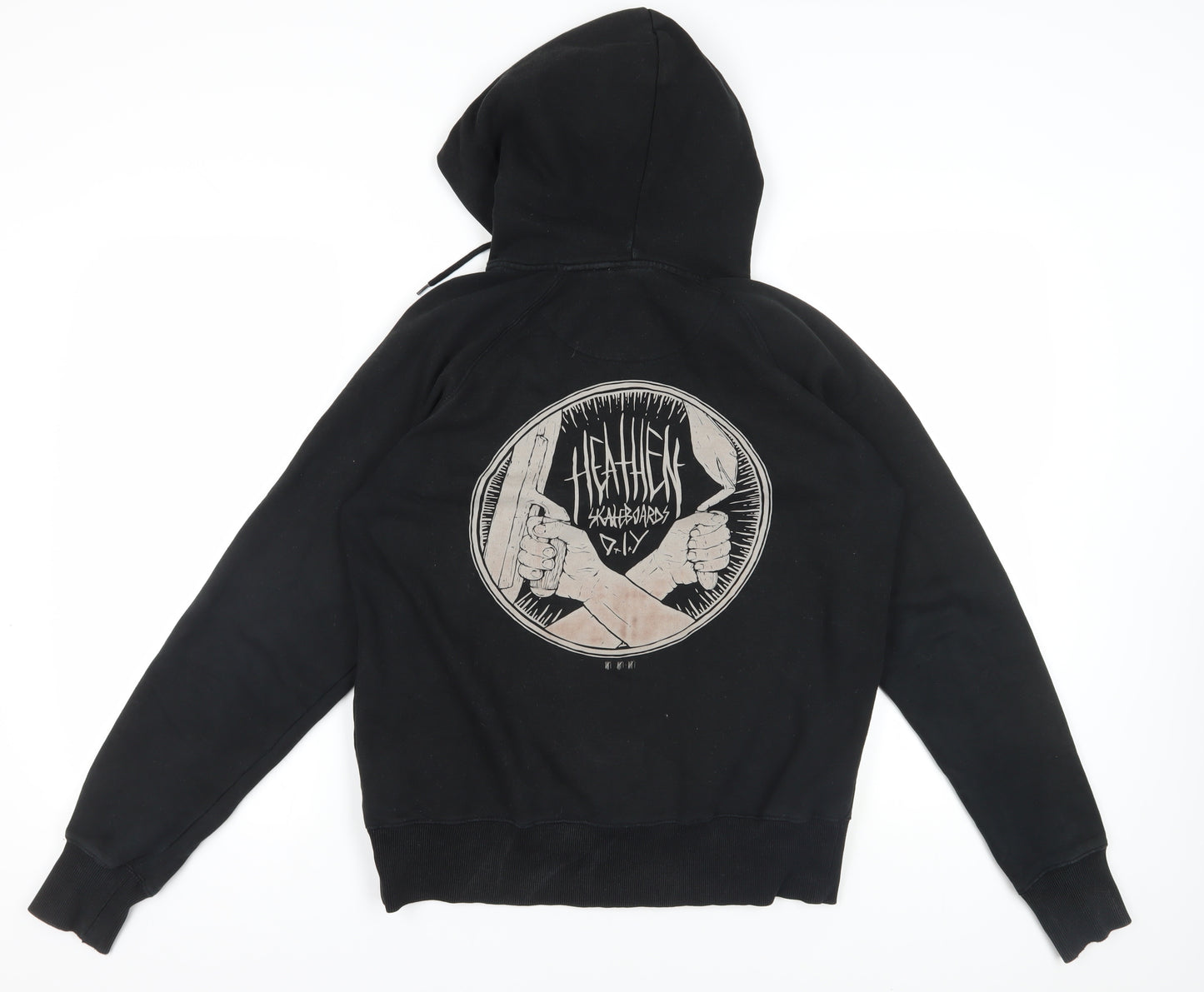 Black Graphic Print Full Zip Hoodie Size M