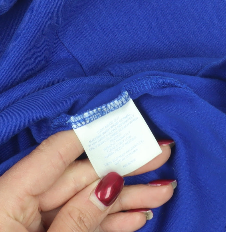 Lands' End Blue Cotton Roll Neck Long Sleeve T-Shirt S