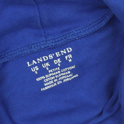 Lands' End Blue Cotton Roll Neck Long Sleeve T-Shirt S