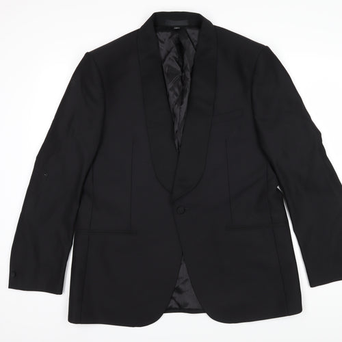 Marks and Spencer Mens Black Wool Jacket Blazer Size XL Regular