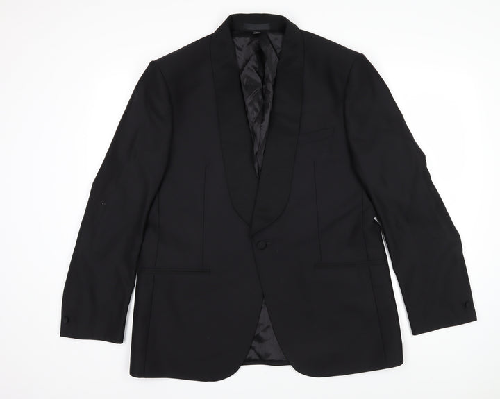 Marks and Spencer Mens Black Wool Jacket Blazer Size XL Regular