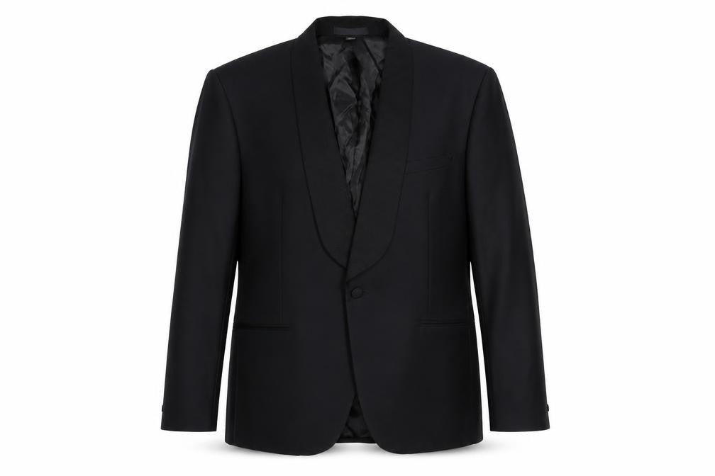 Front view of Marks & Spencer men’s black wool jacket blazer, size XL, regular
