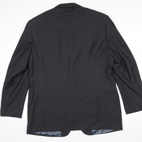 Marks and Spencer Mens Grey Striped Wool Jacket Blazer Size 46 Regular