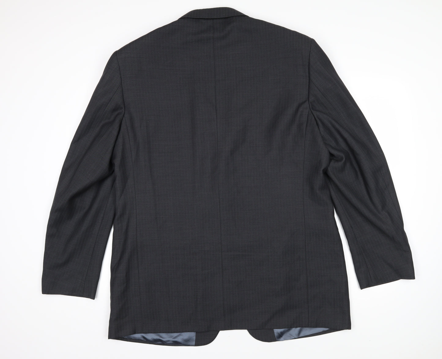 Marks and Spencer Mens Grey Striped Wool Jacket Blazer Size 46 Regular