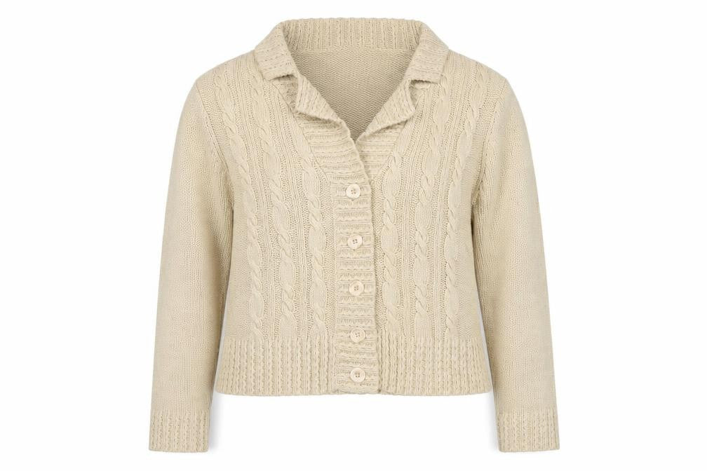 Damart Womens Beige Collared Acrylic Cardigan Jumper Size 14